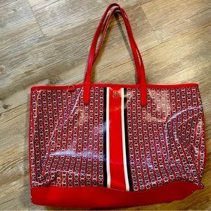 Tory Burch Chain Link Red Tote